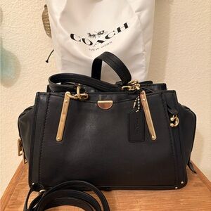 Coach Black Satchel with Gold Accents